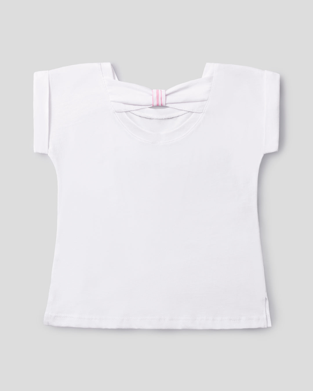 Conjunto camiseta con estampado de conejo y short short de líneas para niña
